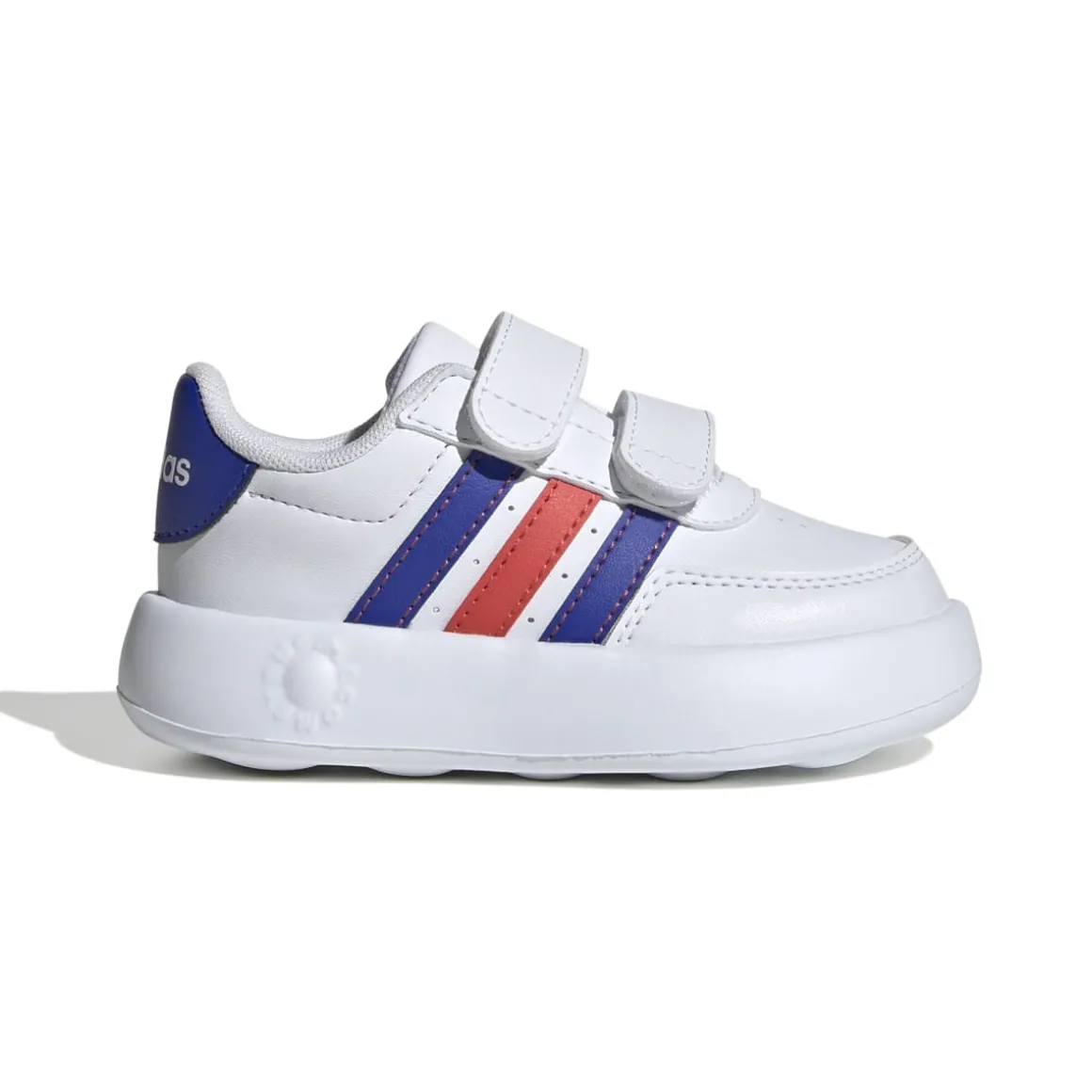 Sneakers primi passi bianche da bambino con strisce blu e rosse adidas Breaknet 2.0 CF I