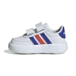 Sneakers primi passi bianche da bambino con strisce blu e rosse adidas Breaknet 2.0 CF I