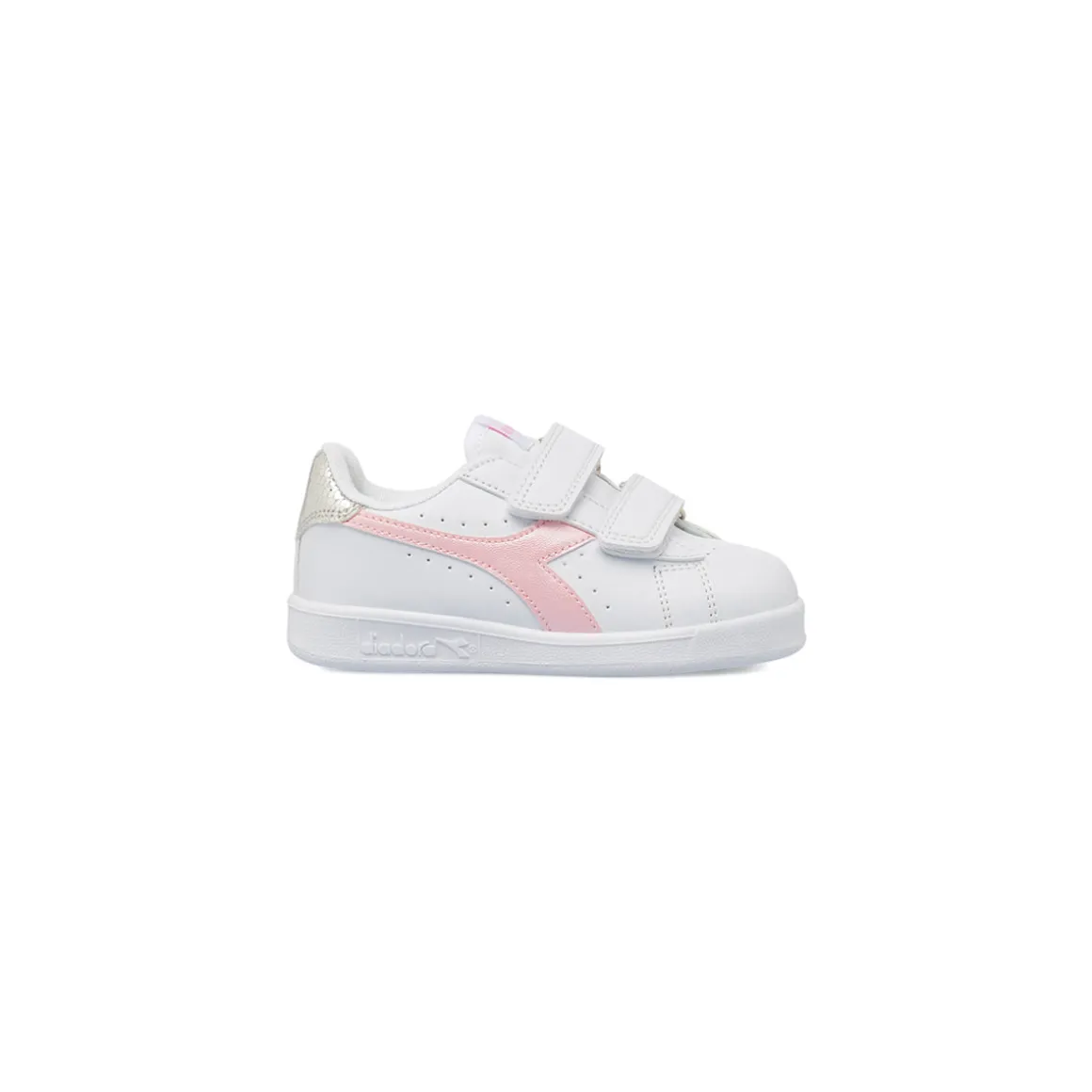Sneakers Primi passi bianche e rosa da Bambina con strappo Diadora