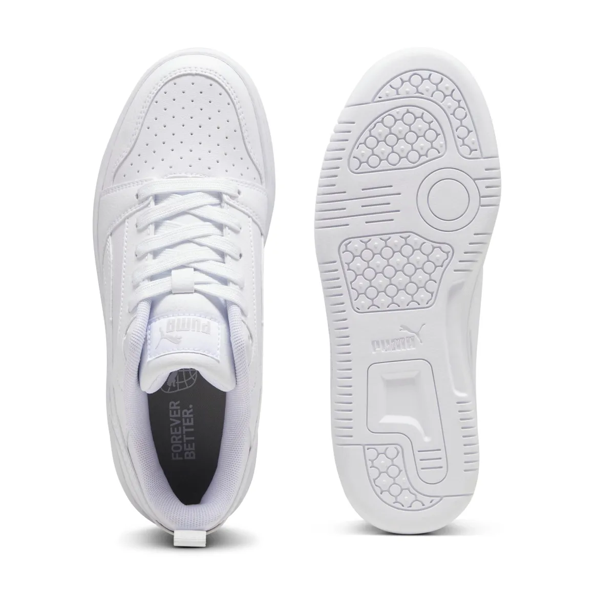 Sneakers ragazza e ragazzo bianche con logo Puma Rebound V6 Low