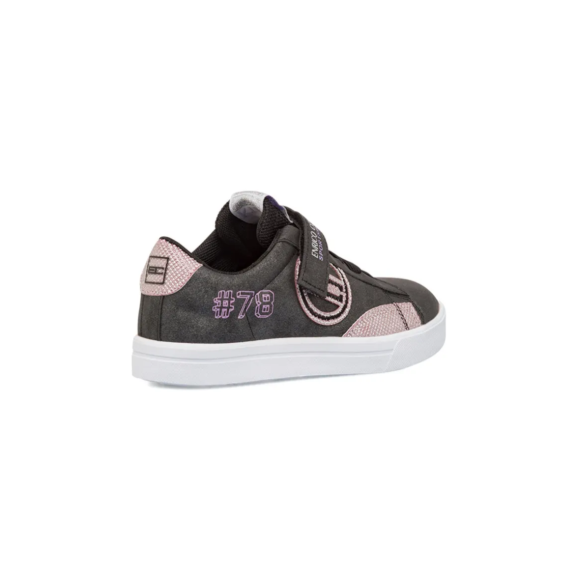Sneakers ragazza nere con glitter e chiusura con strappo Enrico Coveri