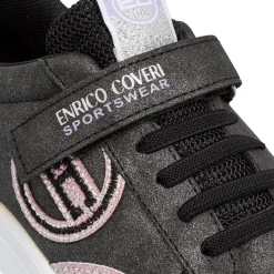 Sneakers ragazza nere con glitter e chiusura con strappo Enrico Coveri