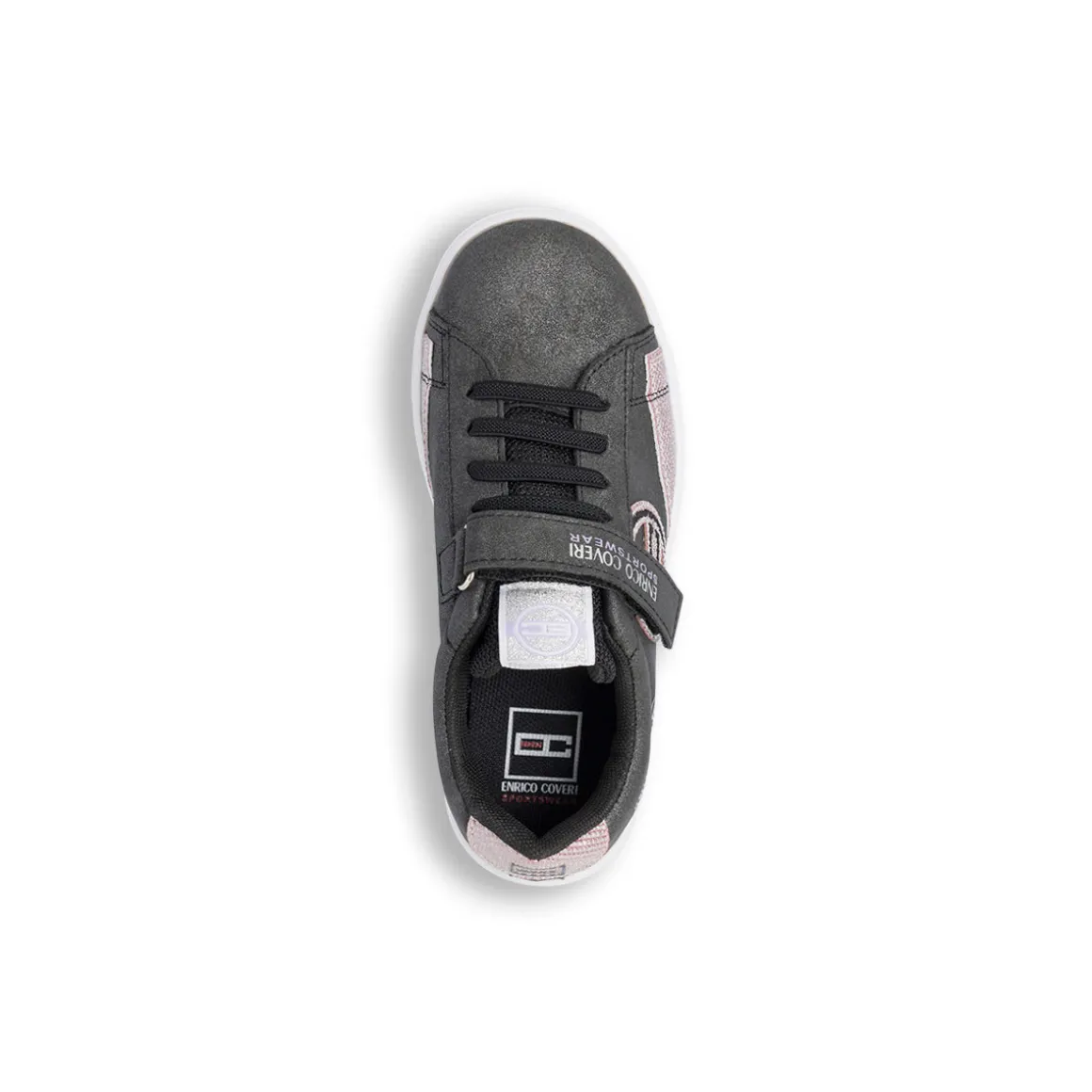 Sneakers ragazza nere con glitter e chiusura con strappo Enrico Coveri
