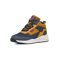 Sneakers ragazzo blu con dettagli ocra e logo Ducati