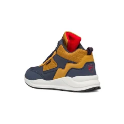 Sneakers ragazzo blu con dettagli ocra e logo Ducati