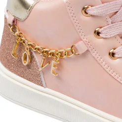 Sneakers rosa da Bambina con dettagli glitter e ciondolo LOVE Dieci Baci