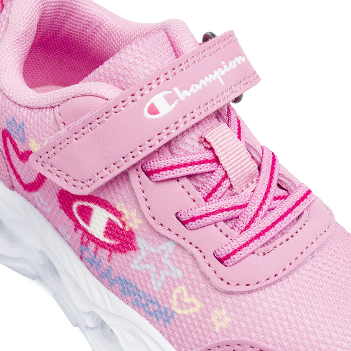 Sneakers rosa da Bambina con strappo e luci Champion