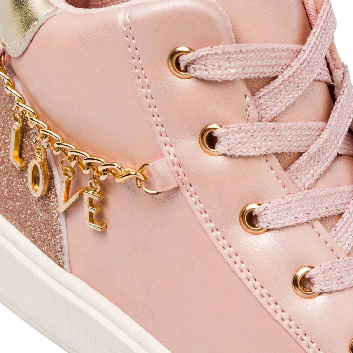 Sneakers rosa da Bambina con catena LOVE Dieci Baci