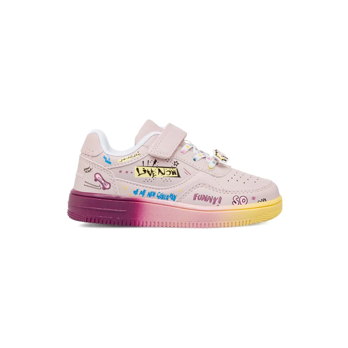 Sneakers rosa da bambina con stampe multicolore Le scarpe di Alice