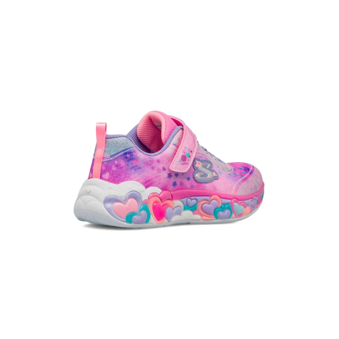 Sneakers rosa e azzurro da bambina con cuori e luci Skechers Eternal Heart
