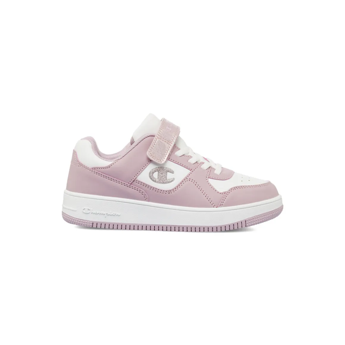 Sneakers rosa e bianche da bambina con chiusura a strappo Champion