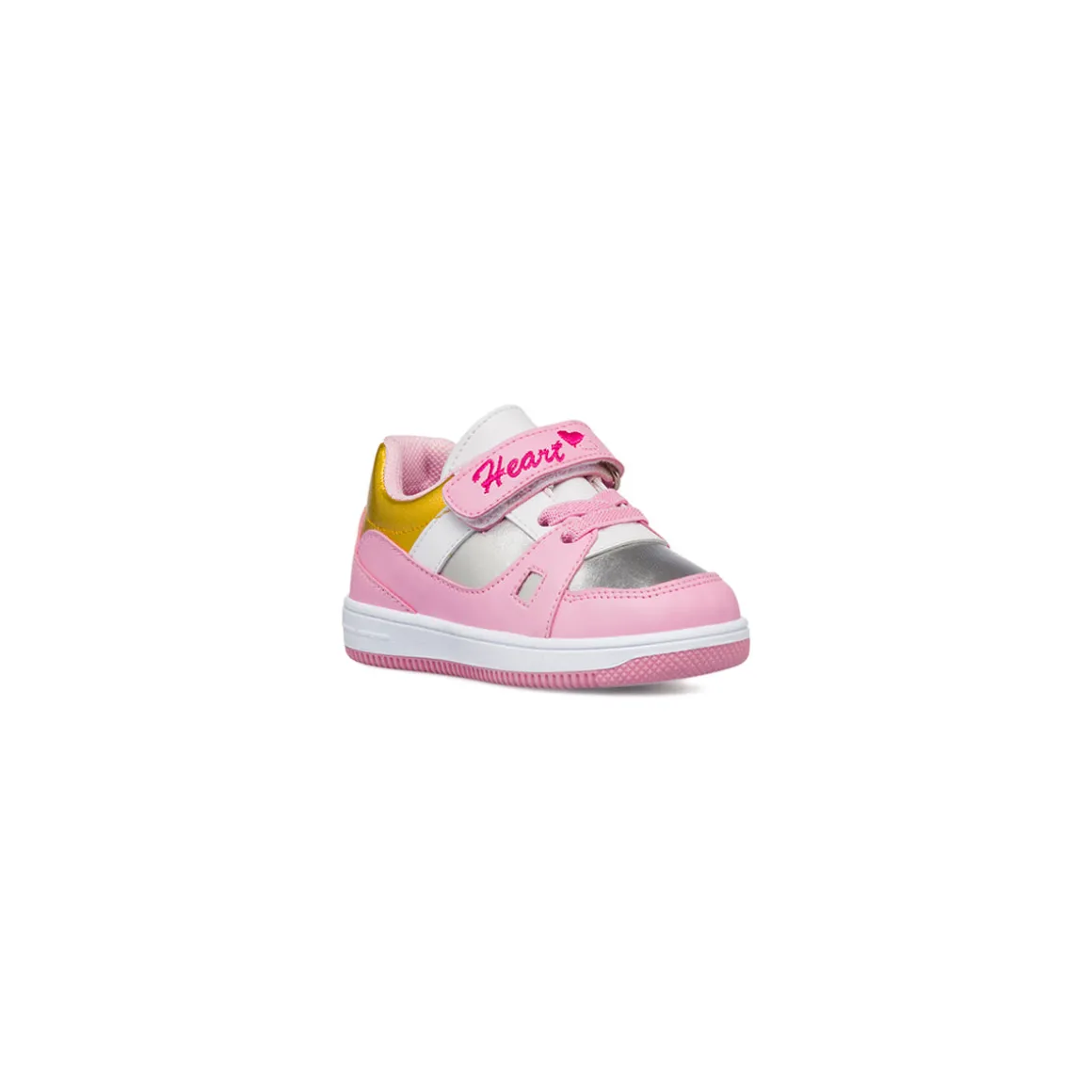 Sneakers rosa primi passi con dettagli argento e oro Le Scarpe di Alice