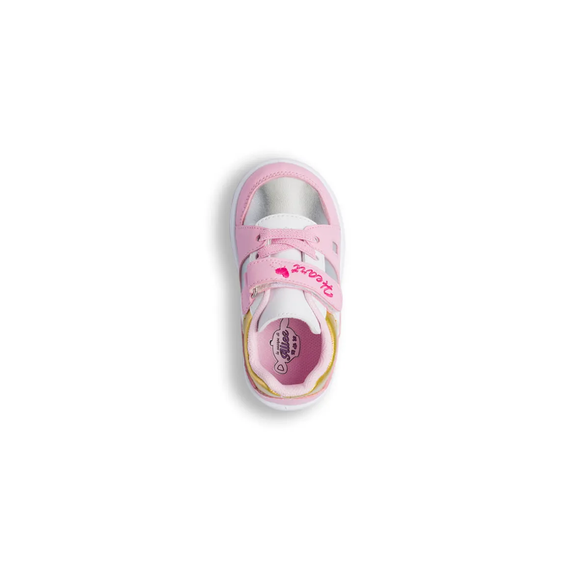 Sneakers rosa primi passi con dettagli argento e oro Le Scarpe di Alice
