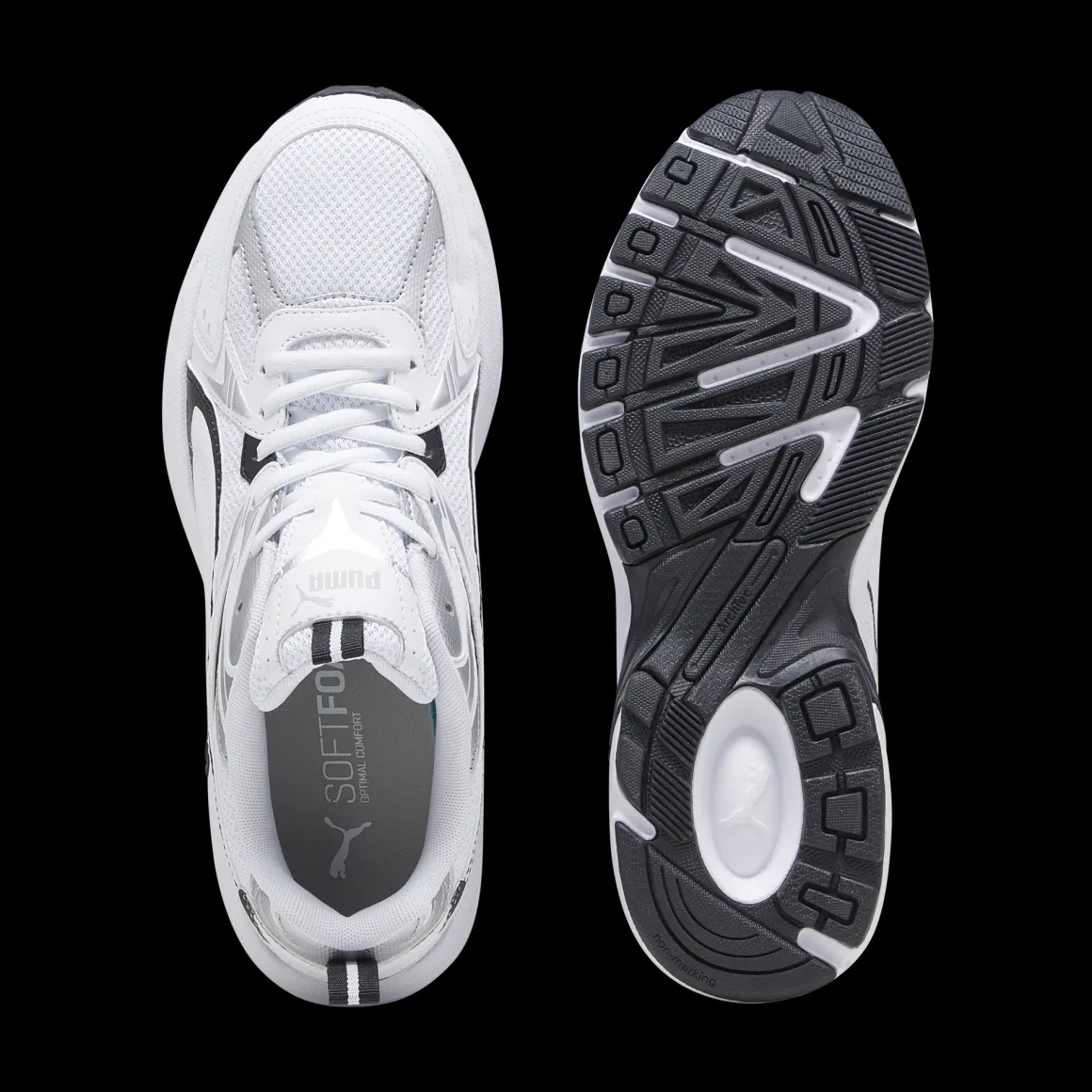 Sneakers Rétro bianche da uomo con dettagli argento e neri Puma Milenio Tech
