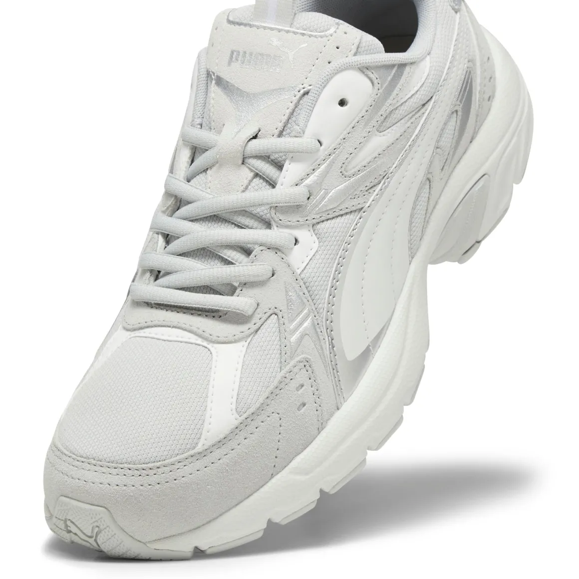 Sneakers Rétro bianche e grigie con logo Puma Milenio Tech