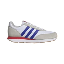 Sneakers Rétro da Uomo bianche in pelle con dettagli blu e rossi adidas Run 60s