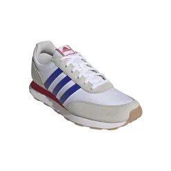 Sneakers Rétro da Uomo bianche in pelle con dettagli blu e rossi adidas Run 60s