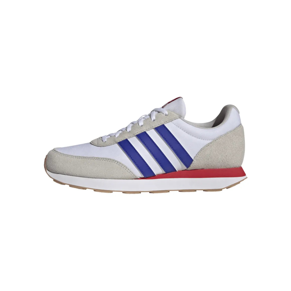 Sneakers Rétro da Uomo bianche in pelle con dettagli blu e rossi adidas Run 60s