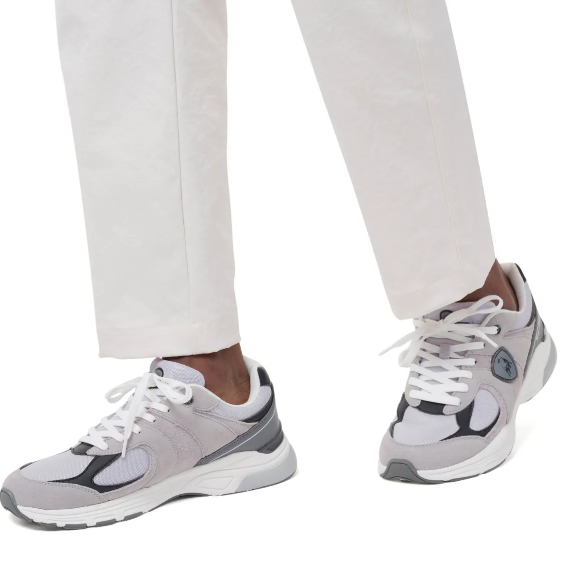Sneakers Rétro da uomo grigie e nere con inserti effetto scamosicato Tonino Lamborghini