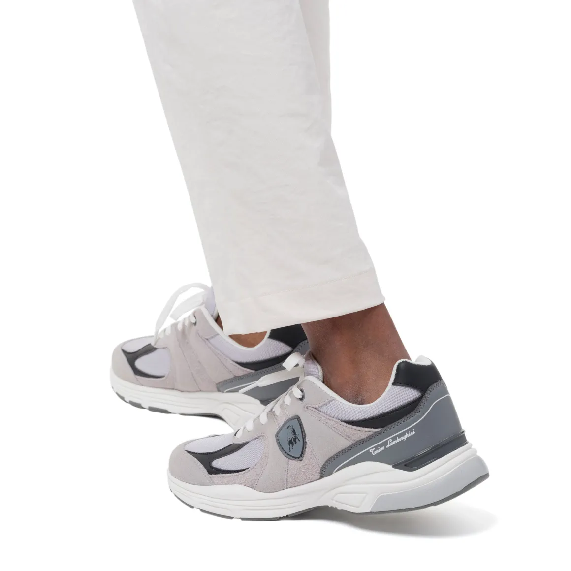 Sneakers Rétro da uomo grigie e nere con inserti effetto scamosicato Tonino Lamborghini