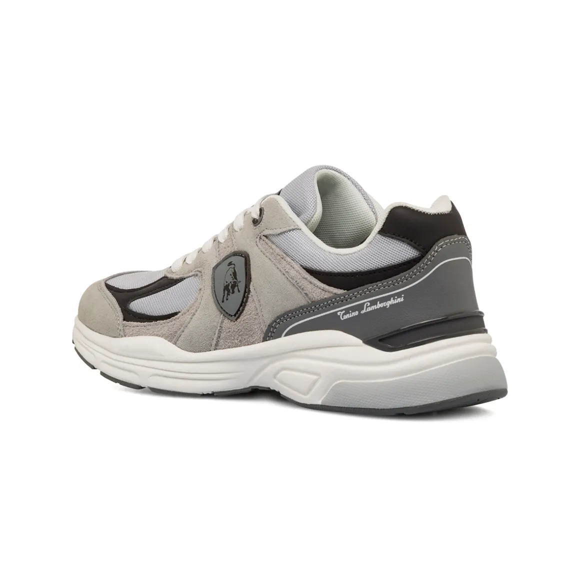 Sneakers Rétro da uomo grigie e nere con inserti effetto scamosicato Tonino Lamborghini