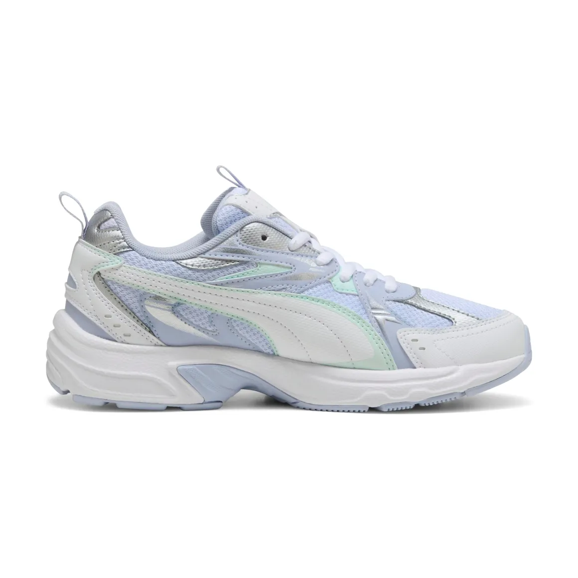 Sneakers Rétro running da donna bianche con dettagli verdi e azzurri Puma Milenio Tech