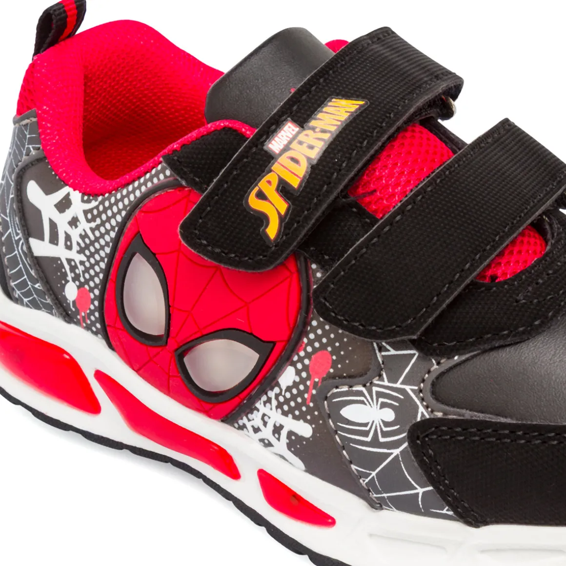 Sneakers Spiderman nere da Bambino con dettagli rossi e Luci