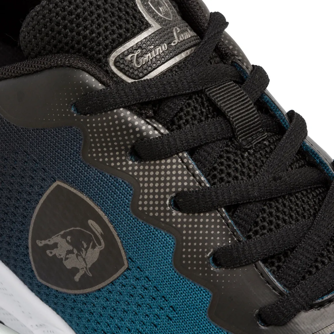 Sneakers sportive da uomo blu ottanio e nere con logo Tonino Lamborghini