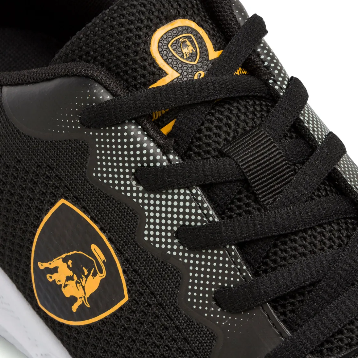 Sneakers sportive da uomo nere con dettagli gialli e con logo Tonino Lamborghini