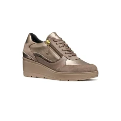 Sneakers taupe da Donna con zeppa e zip Geox