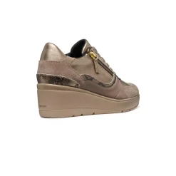 Sneakers taupe da Donna con zeppa e zip Geox