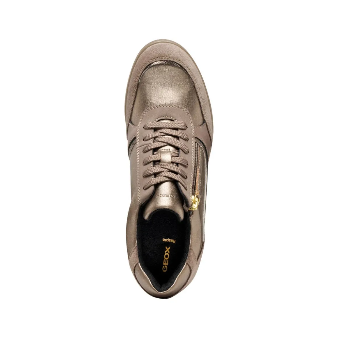 Sneakers taupe da Donna con zeppa e zip Geox