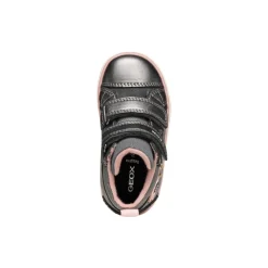 Sneakers traspiranti alte grigie da Bambina con strappo Geox