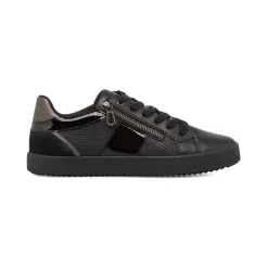 Sneakers traspiranti da donna nere in pelle Geox