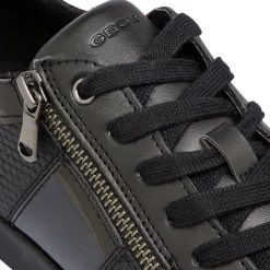 Sneakers traspiranti da donna nere in pelle Geox