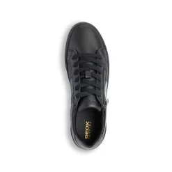Sneakers traspiranti da donna nere in pelle Geox