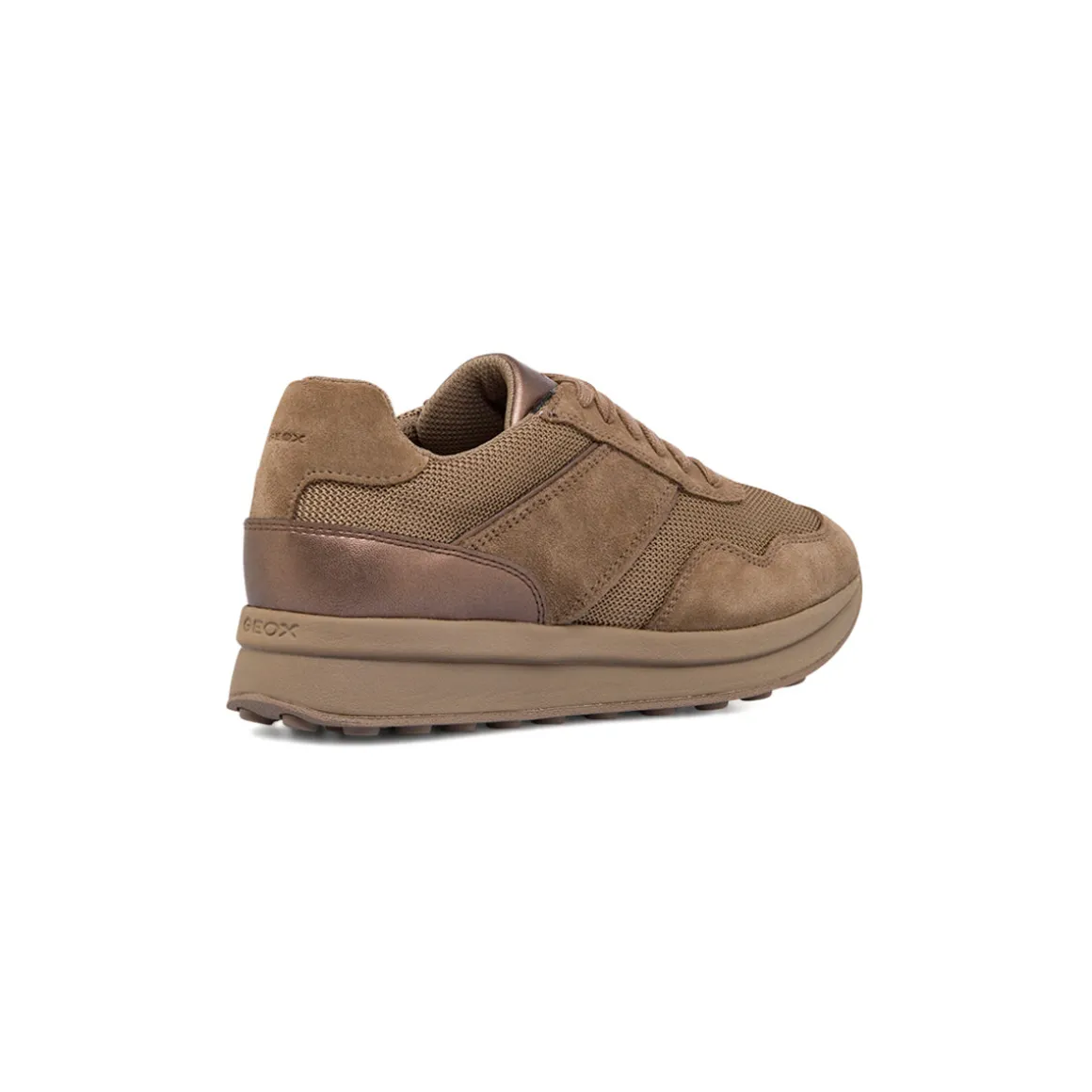Sneakers traspiranti da donna in pelle taupe Geox
