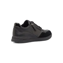 Sneakers traspiranti nere da donna con inserto zip Geox