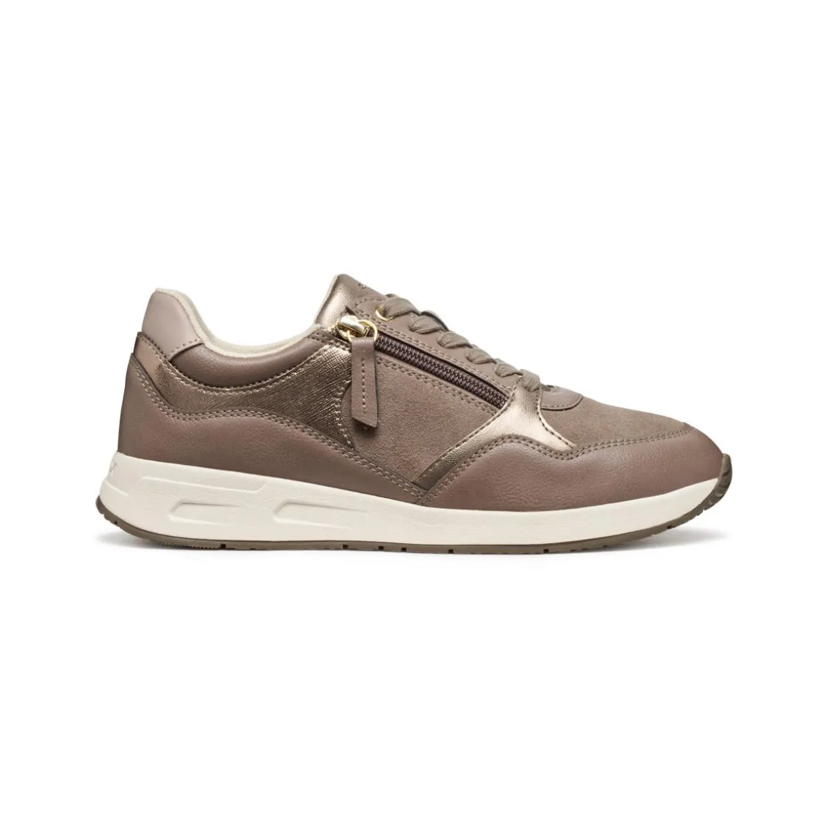 Sneakers trspiranti taupe da Donna con zip Geox