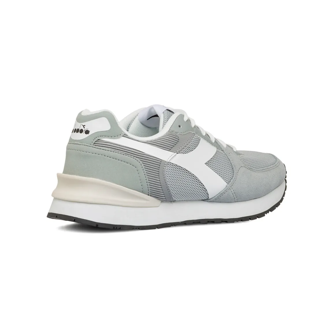 Sneakers uomo grigie e bianche in tessuto mesh con logo Diadora