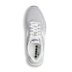 Sneakers uomo grigie e bianche in tessuto mesh con logo Diadora