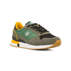 Sneakers verde militare da Uomo in tessuto e pelle con logo Lumberjack