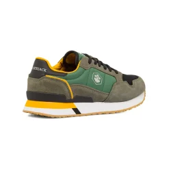 Sneakers verde militare da Uomo in tessuto e pelle con logo Lumberjack
