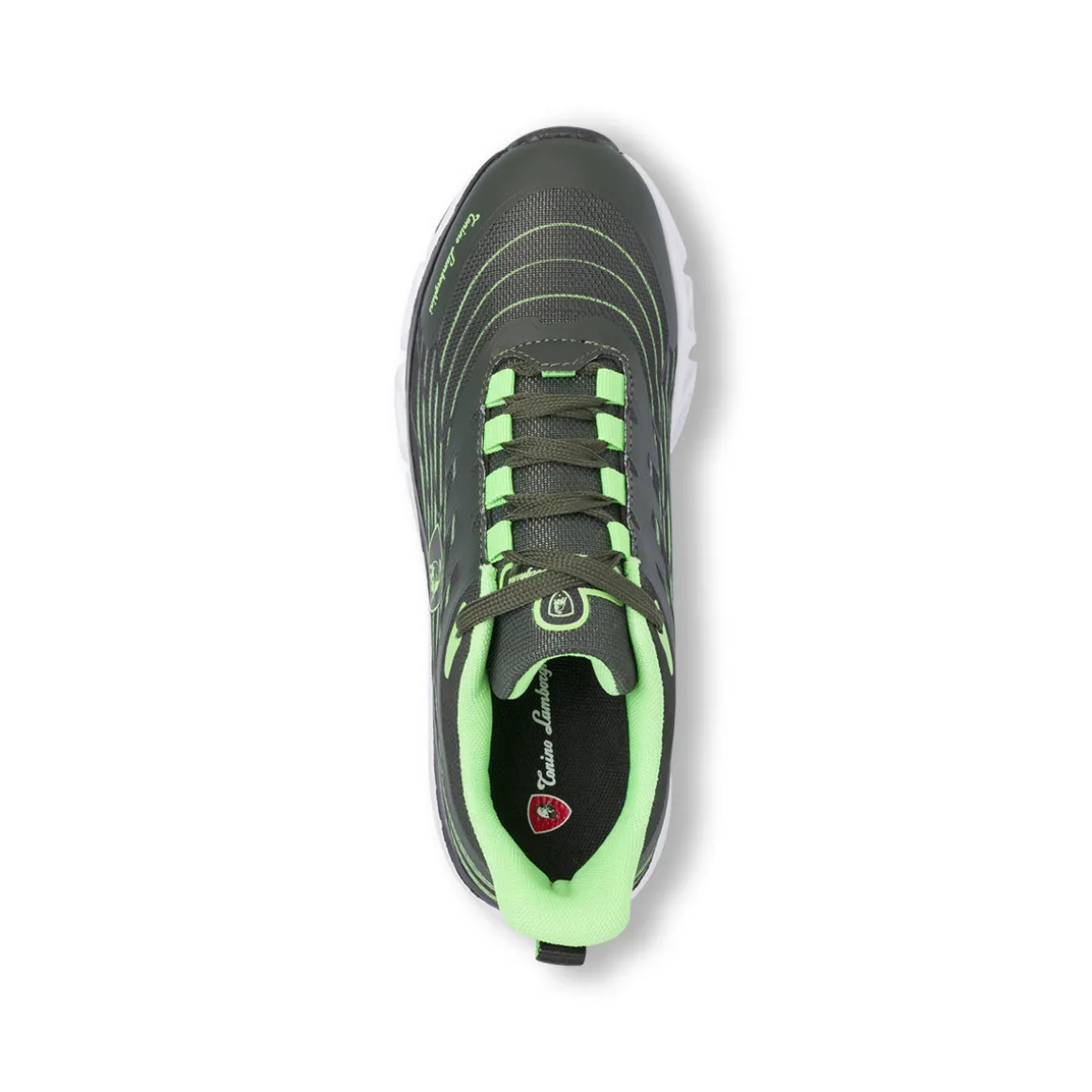 Sneakers verde militare e dettagli fluo da Ragazzo Tonino Lamborghini