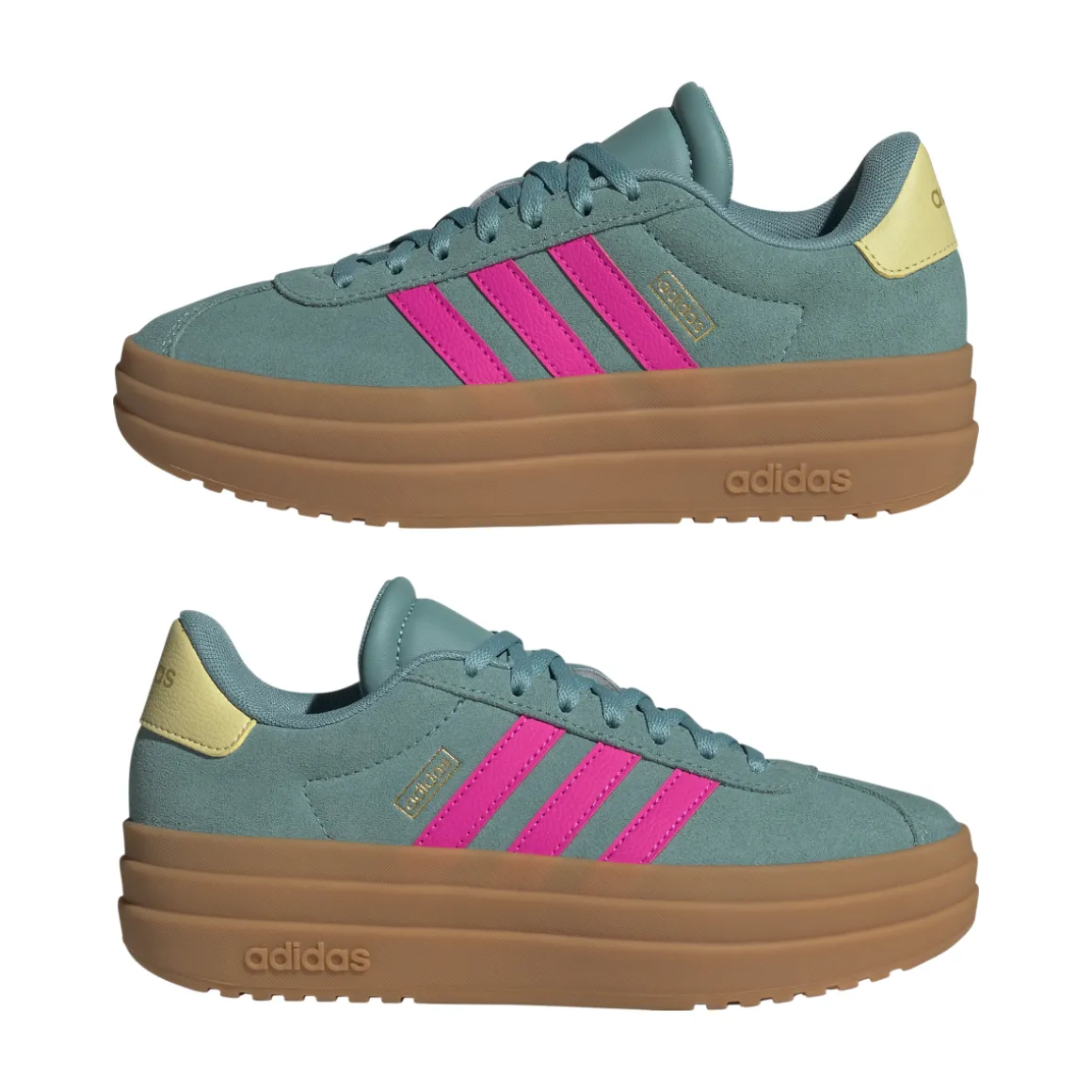 Sneakers verdi da Ragazza adidas VL Court Bold con dettagli rosa