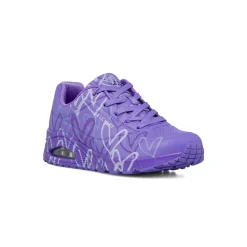 Sneakers viola da Donna Skechers Uno con cuori e soletta memory foam