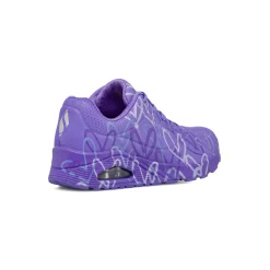 Sneakers viola da Donna Skechers Uno con cuori e soletta memory foam