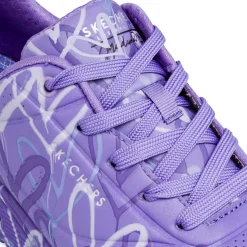 Sneakers viola da Donna Skechers Uno con cuori e soletta memory foam