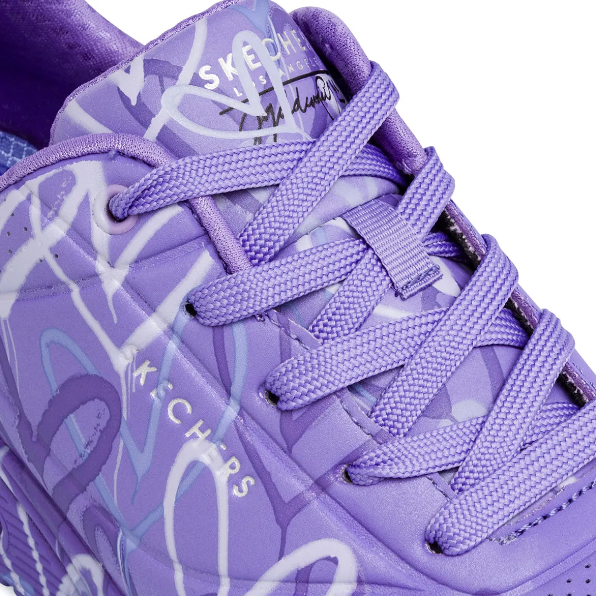 Sneakers viola da Donna Skechers Uno con cuori e soletta memory foam