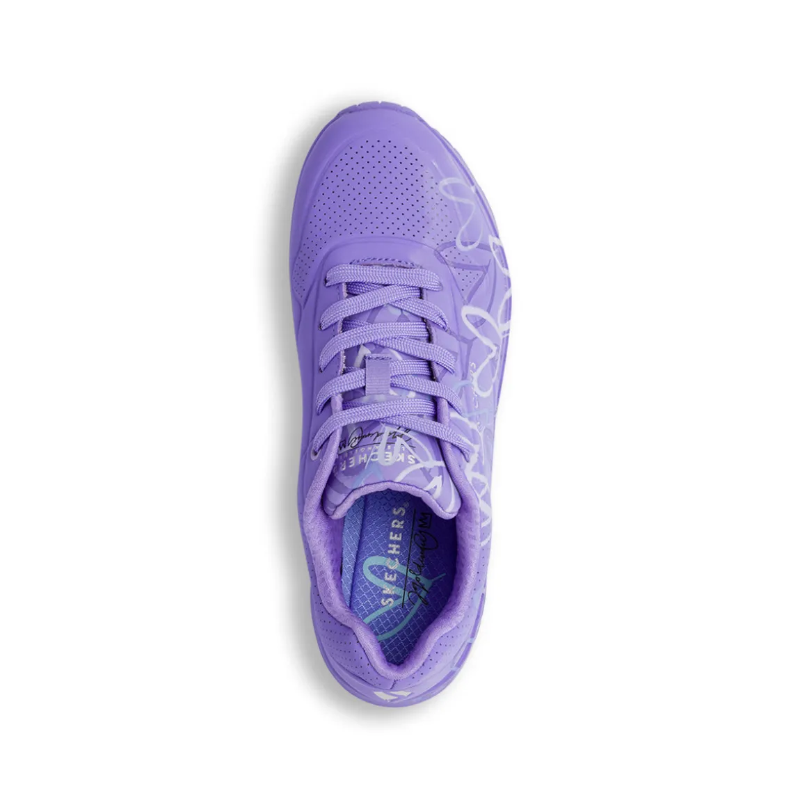 Sneakers viola da Donna Skechers Uno con cuori e soletta memory foam